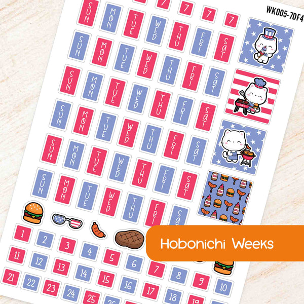 July July 4th BBQ Hobonichi Weeks Weekly Planner Sticker Kit