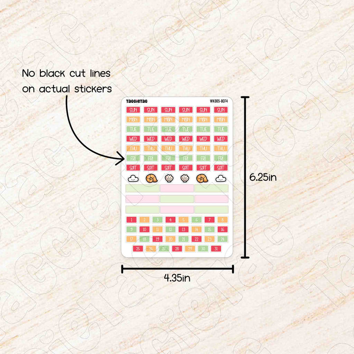 No black cut lines on actual stickers. Sheet size is 4.35in x 6.25in
