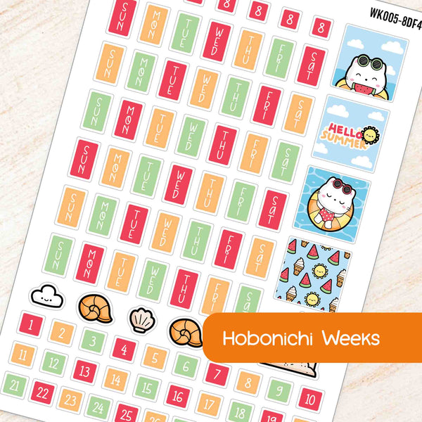 August Summer Hobonichi Weeks Weekly Planner Sticker Kit