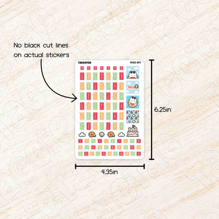 No black cut lines on actual stickers. Sheet size is 4.35in x 6.25in