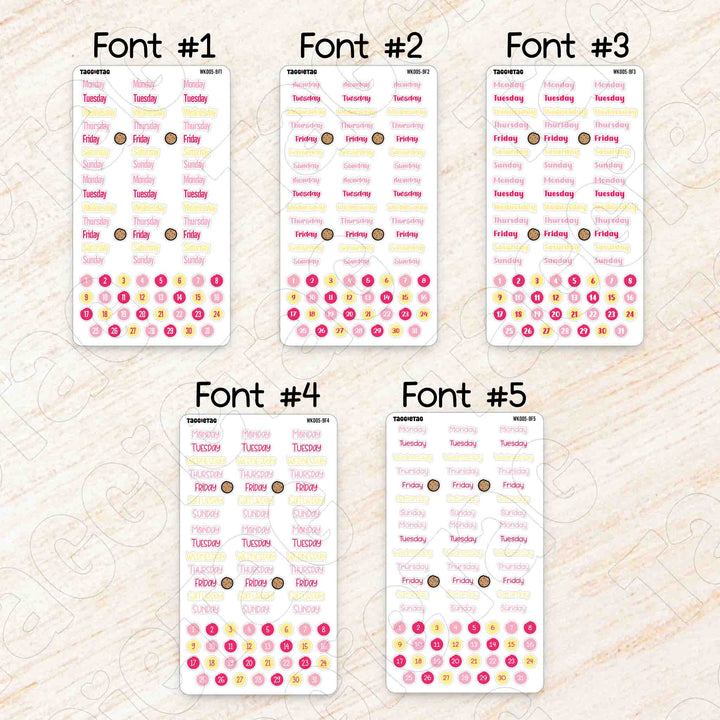 September Snack Time Weekly Planner Sticker Kit available in 5 different fonts
