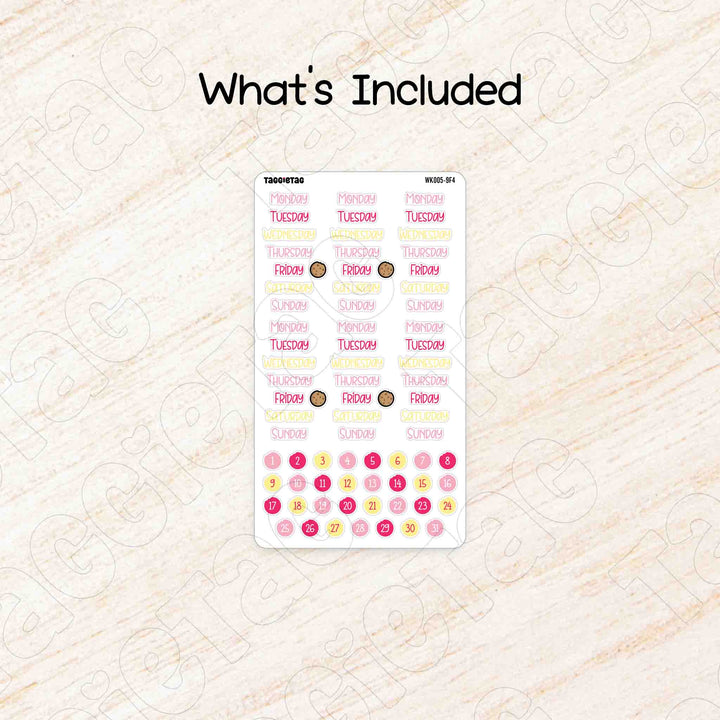 Includes a sheet of September Snack Time Weekly Planner Sticker Kit
