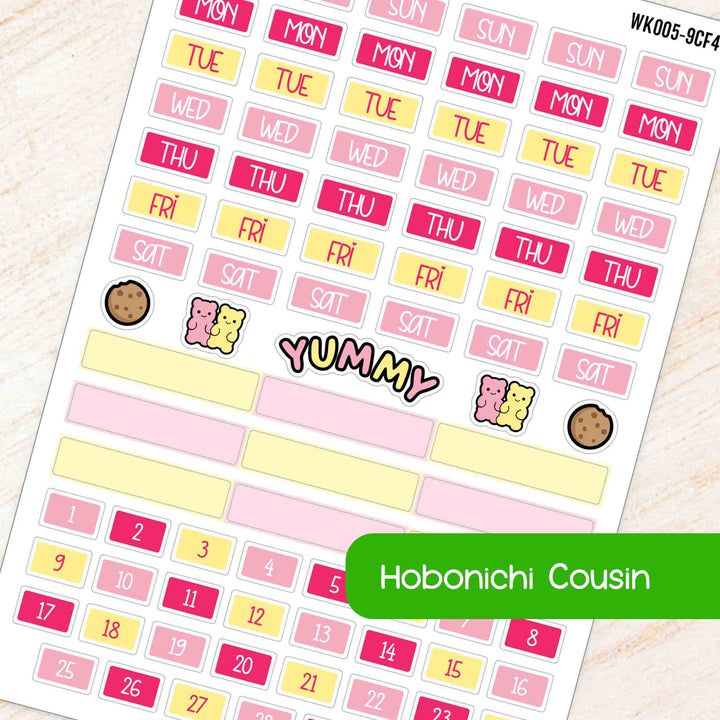 September Snack Time Hobonichi Cousin A5 Weekly Planner Sticker Kit