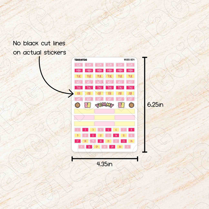 No black cut lines on actual stickers. Sheet size is 4.35in x 6.25in