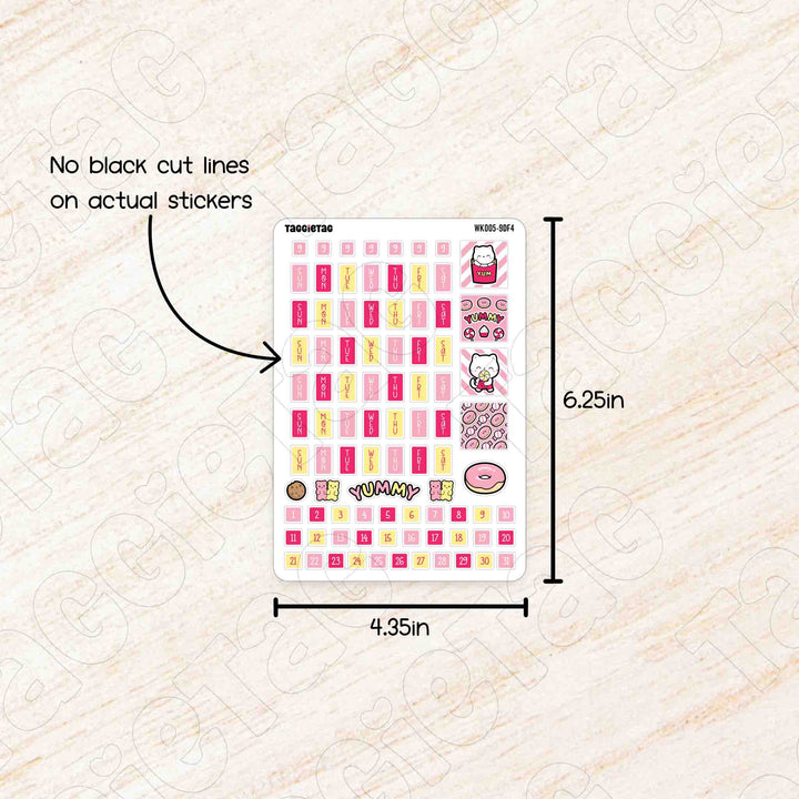 No black cut lines on actual stickers. Sheet size is 4.35in x 6.25in