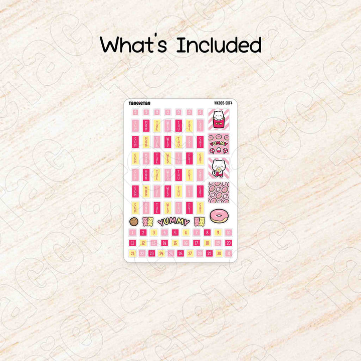 Includes a sheet of September Snack Time Hobonichi Weeks Weekly Planner Sticker Kit