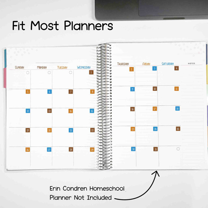 Fit most journals, Erin Condren Homeschool planner not included