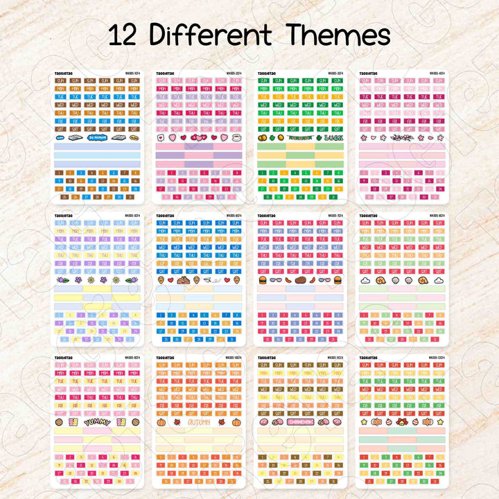 Set #5 Weekly Planner Stickers Bundle Kit for Hobonichi Cousin A5 Planners available in 12 different themes