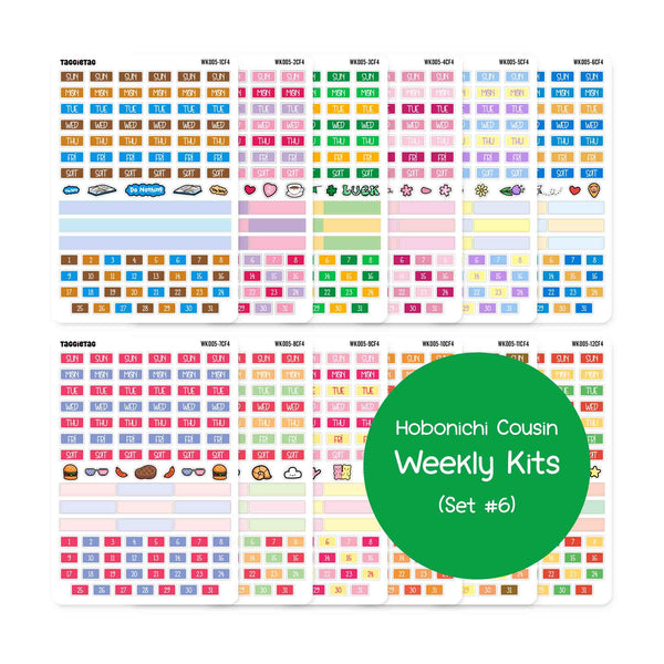 Set #6 Weekly Planner Stickers Bundle Kit for Hobonichi Cousin A5 Planners