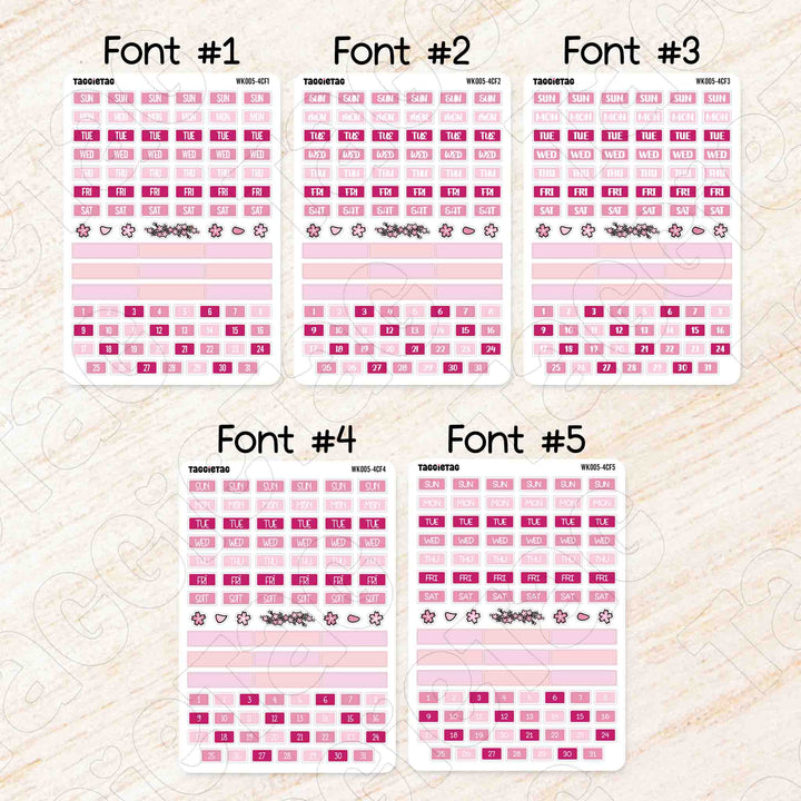 Set #5 Weekly Planner Stickers Bundle Kit for Hobonichi Cousin A5 Planners available in 5 different fonts