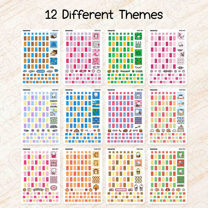 Set #5 Weekly Planner Stickers Bundle Kit for Hobonichi Weeks Planners available in 12 different themes