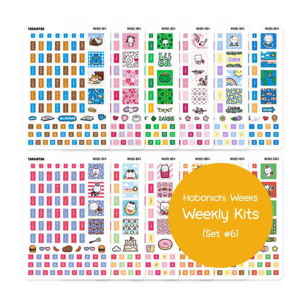 Set #6 Weekly Planner Stickers Bundle Kit for Hobonichi Weeks Planners