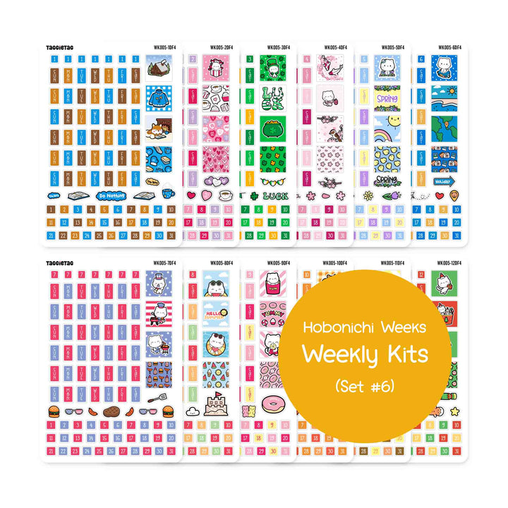 Set #6 Weekly Planner Stickers Bundle Kit for Hobonichi Weeks Planners
