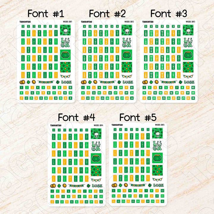 Set #5 Weekly Planner Stickers Bundle Kit for Hobonichi Weeks Planners available in 5 different fonts
