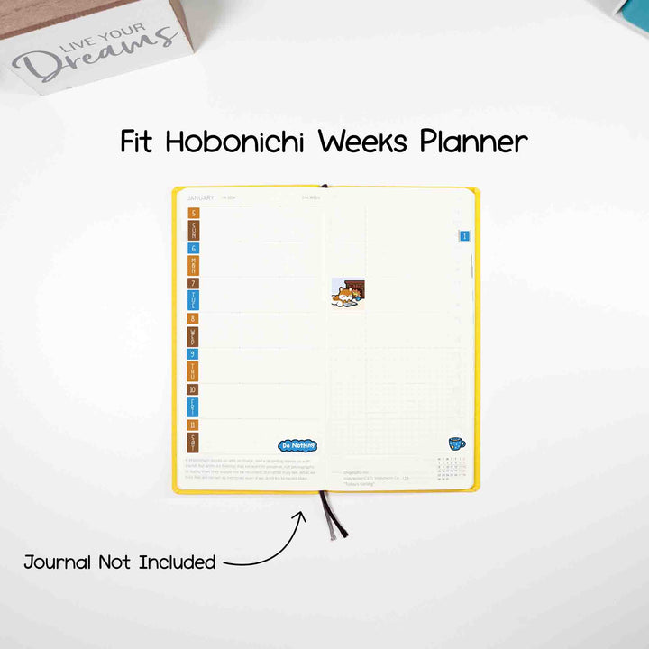Fit hobonichi Weeks planner. Journal not included